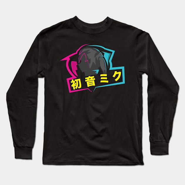 Neon Hatsune Miku Long Sleeve T-Shirt by Liliana Brown